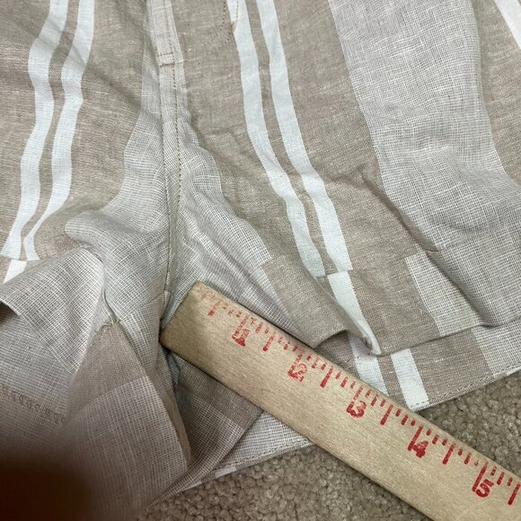 Express Shorts Tan White Striped Linen Blend Belted High Rise Women's Medium - Picture 4 of 9